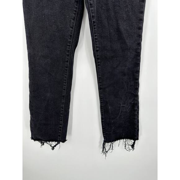 Madewell Cali Demi Boot Black Raw Hem Cotton Blend Denim Jeans Women's Size 25 - Picture 3 of 9